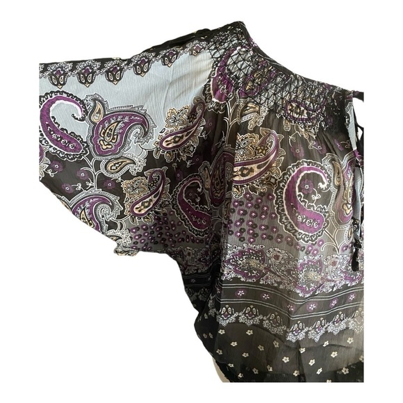 NWOT-TRAMP-SEMI SHEER PAISLEY PRINT TOP-SIZE LARGE - Picture 2 of 10